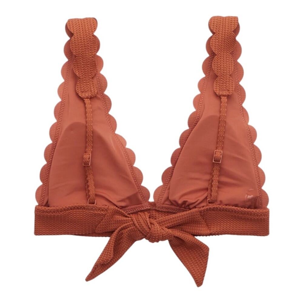 Aerie Waffle Scalloped Triangle Bikini Top Canyon Creek XS Longline Textured - Picture 14 of 14
